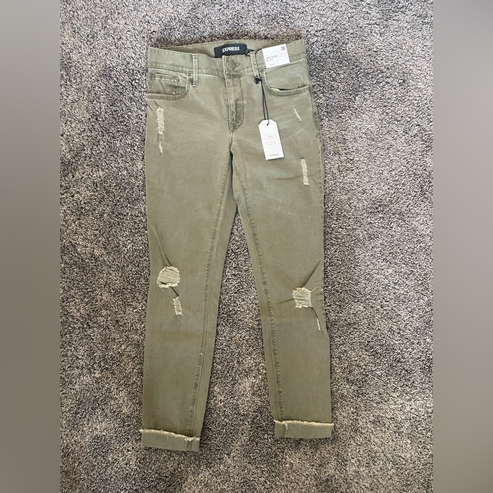 Express Jeans - ankle legging mid rise - green - size 2